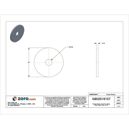 Midwest Fastener Fender Washer, Fits Bolt Size 3/16" , Steel Black Oxide Finish, 40 PK 36303